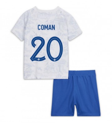 Francja Kingsley Coman #20 Koszulka Wyjazdowych Dziecięca MŚ 2022 Krótki Rękaw (+ Krótkie spodenki)